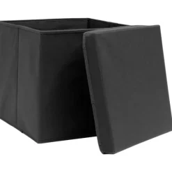 The Living Store Förvaringslådor med lock 4 st 28x28x28 cm svart - Förvaringslådor