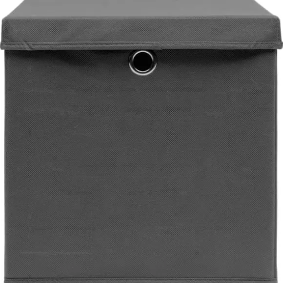The Living Store Förvaringslådor med lock 4 st 28x28x28 cm grå - Förvaringslådor