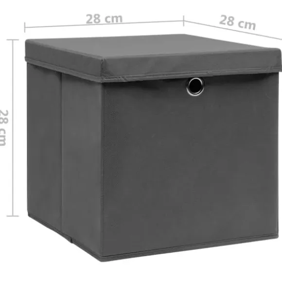 The Living Store Förvaringslådor med lock 4 st 28x28x28 cm grå - Förvaringslådor