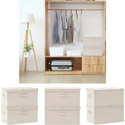 The Living Store Förvaringslåda 2 st tyg 50x30x25 cm gräddvit - Förvaringslådor
