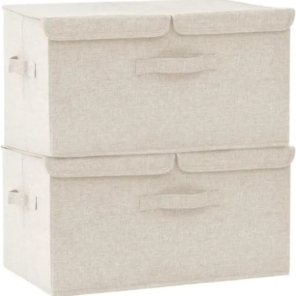 The Living Store Förvaringslåda 2 st tyg 50x30x25 cm gräddvit - Förvaringslådor