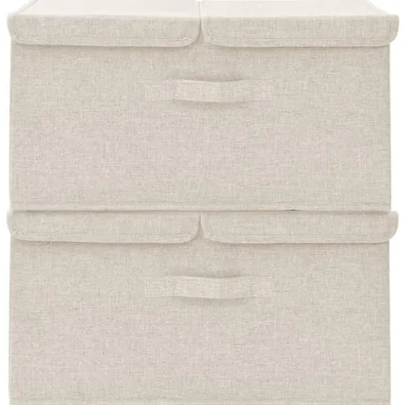The Living Store Förvaringslåda 2 st tyg 50x30x25 cm gräddvit - Förvaringslådor
