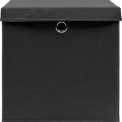 The Living Store Förvaringslådor med lock 10 st svart 32x32x32 cm tyg - Förvaringslådor