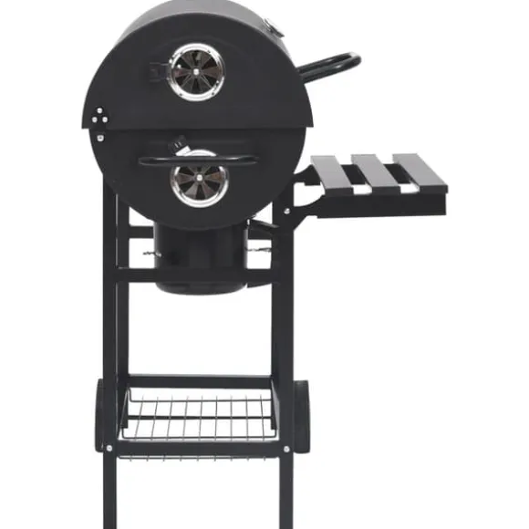 The Living Store Grilltunna med hjul och bord svart stål 115x85x95 cm - Utomhusgrillar