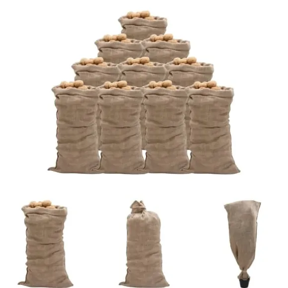 The Living Store Jutesäckar 10 st 65x135 cm 100% jute 220 gsm - Resväskor & väskor