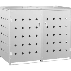 The Living Store Skjul till två sopkärl 240 L rostfritt stål - Ställningar till sopkärl