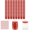 The Living Store Syltburkar i glas med röda lock 96 st 230 ml - Honungsburkar