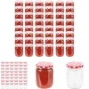 The Living Store Syltburkar i glas med vita och röda lock 48 st 230 ml - Honungsburkar