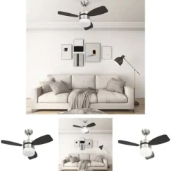 The Living Store Takfläkt med lampa och fjärrkontroll 76 cm mörkbrun - Takfläktar
