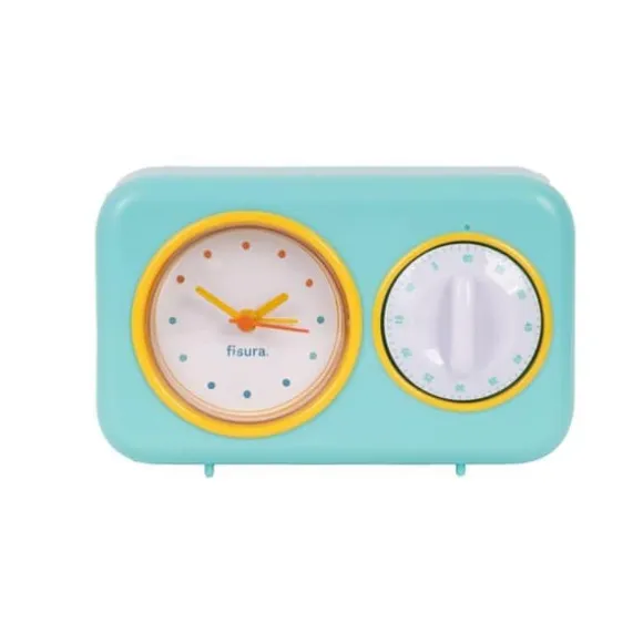 Timer - Fisura - Retro grön kökstimer. Multifunktionell timer med klocka och alarmfunktion. Pomodoro-timer.