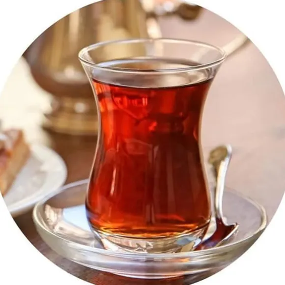 Tjänst för turkiskt te 18 delar Jasmin-Sultan 6 teglas, 6 fat, 6 kaffeskedar, komplett set för 6 personer.