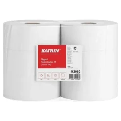 Toalettpapper Katrin Gigant Jumo M vit 1-lagers Ø23,5 cm 435 m Operforerad - (6 rullar per kartong)