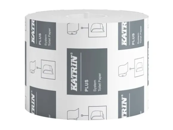 Toalettpapper Katrin Plus System L85,5mxB10cm 2-lagers Vit Nyfiber, 36 rl/krt