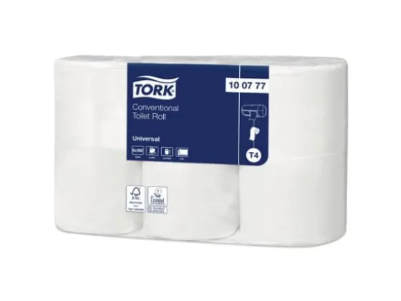 Toalettpapper Tork Universal T4 2-lagers 45m 100777 42 rullar/kvadrat Oblekt 353x118x198mm (42 rullar)