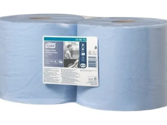 Tork Tork - Pappersrengöringsmedel på liten rulle för kraftig nedsmutsning, 2-lagers, extra absorberande, premium - Blå