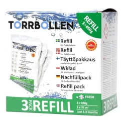 Torrbollen Refill 3-pack med doft, 3 × 450 g fiberdukspåsar