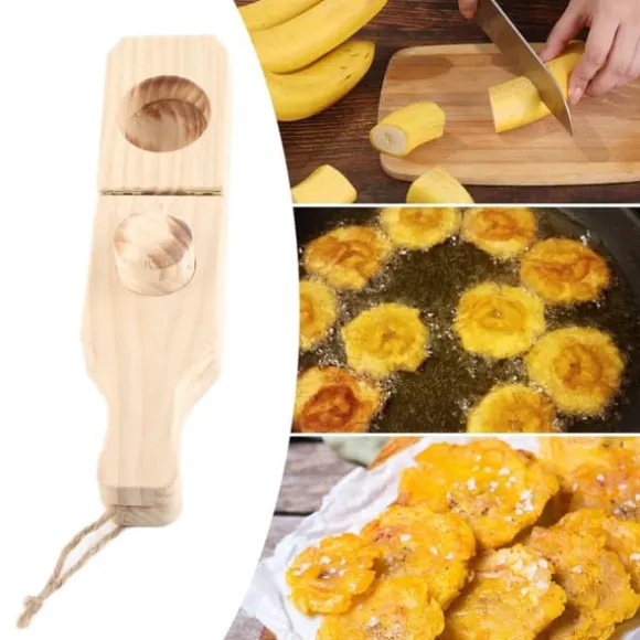 Tostonera Plantain Masher Pine Plantain Press Smasher Återanvändbar djup plantain korgmaskin med hängande snöre
