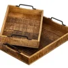 Träbricka set 2 stycken 46×31 cm serveringsbricka