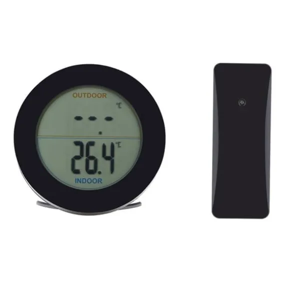 Trådlös Termometer LCD-Display Inomhus Utomhus Sensor Temperatursensor Inomhus Utomhus Svart