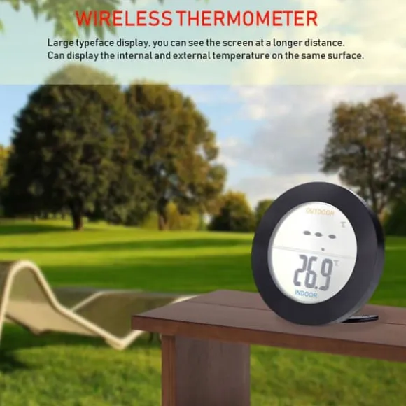 Trådlös Termometer LCD-Display Inomhus Utomhus Sensor Temperatursensor Inomhus Utomhus Svart