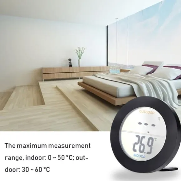 Trådlös Termometer LCD-Display Inomhus Utomhus Sensor Temperatursensor Inomhus Utomhus Svart