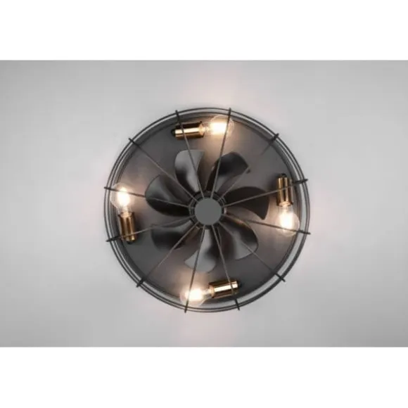 Trio Trondheim -fläktljusarmatur 48 cm, 4 x E27, mattsvart