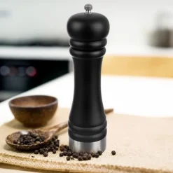 Träkvarn för att mala kryddor, peppar, salt, svart 21,5 cm