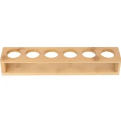 Trä Skrivbord Enkel Rad 6 Flaskor Vinmuggställ Glashållare Display Hylla Organizer6 Hål