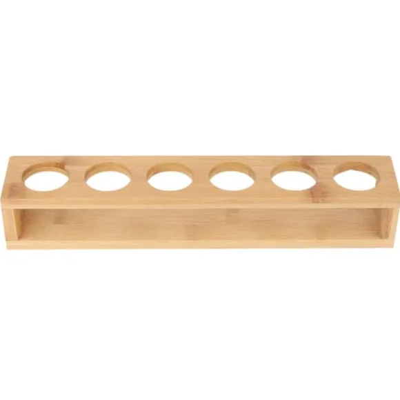Trä Skrivbord Enkel Rad 6 Flaskor Vinmuggställ Glashållare Display Hylla Organizer6 Hål