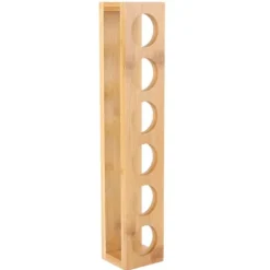 Trä Skrivbord Enkel Rad 6 Flaskor Vinmuggställ Glashållare Display Hylla Organizer6 Hål