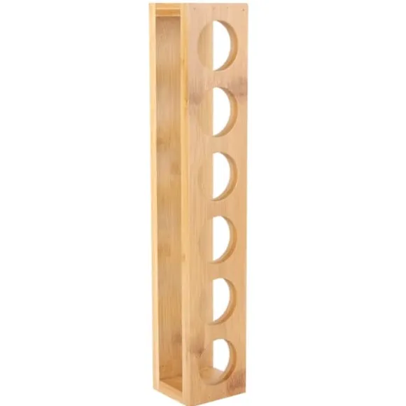 Trä Skrivbord Enkel Rad 6 Flaskor Vinmuggställ Glashållare Display Hylla Organizer6 Hål