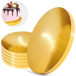 Tårtbräda Guld 26 cm 2 cm Set 5 st Tårtfat Rund Premium Brand4Cake