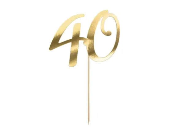 Tårtdekoration "40" guld