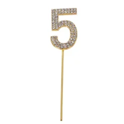 Tårtdekoration med ZIRCONS GOLDEN-nummer "5"