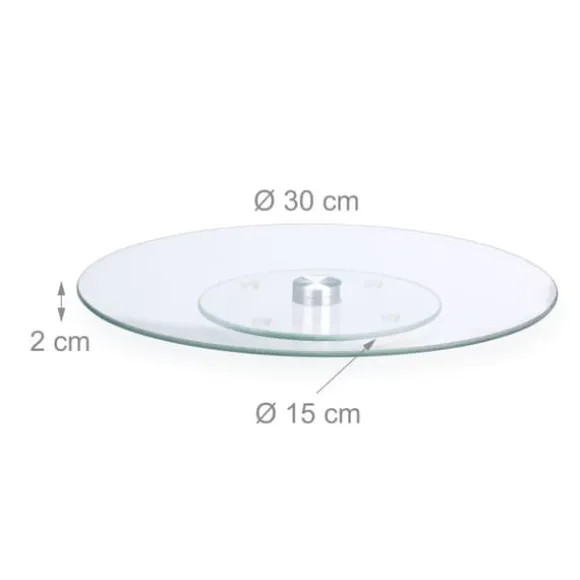 Tårtfat, Roterande Glas, 2x30 cm, Transparent