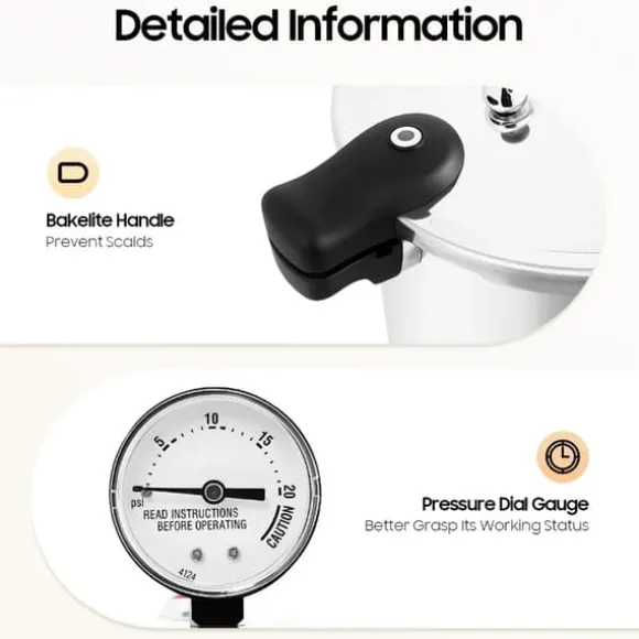 Tryckkokare för konservering/inkokning - Pressure Canner - 22 L (23 qt) kapacitet - 11 psi - Manometer & säkerhetsventil