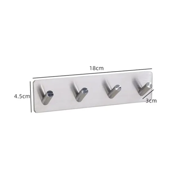 Tunga självhäftande krokar: Väggkrokar i rostfritt stål (4-pack)