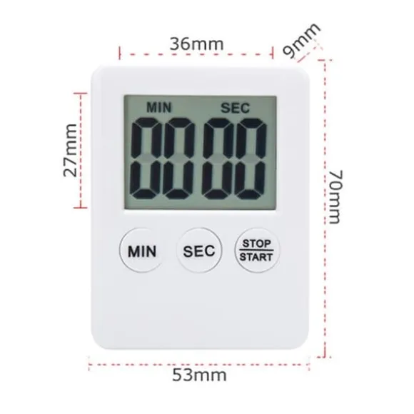Tunn kökstimer Timer Stor Skärm Digital magnetisk nedräkning - Silver