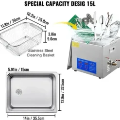 Ultraljudsrengörare, 40kHz Frekvens, Rostfritt Stål Konstruktion,15L JPS-60A