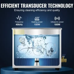 Ultraljudsrengörare, 6L kapacitet, 300W värmeeffekt, 40kHz frekvens
