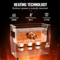 Ultraljudsrengörare 6L, Rengöringsmaskin med Korgvärmare och Timer, 180W Effekt