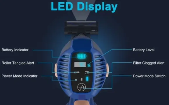 UMLo V11 blå sladdlös skaftdammsugare – 2-i-1 handdammsugare & golvdammsugare med HEPA-filter, 300W motor, LED-display