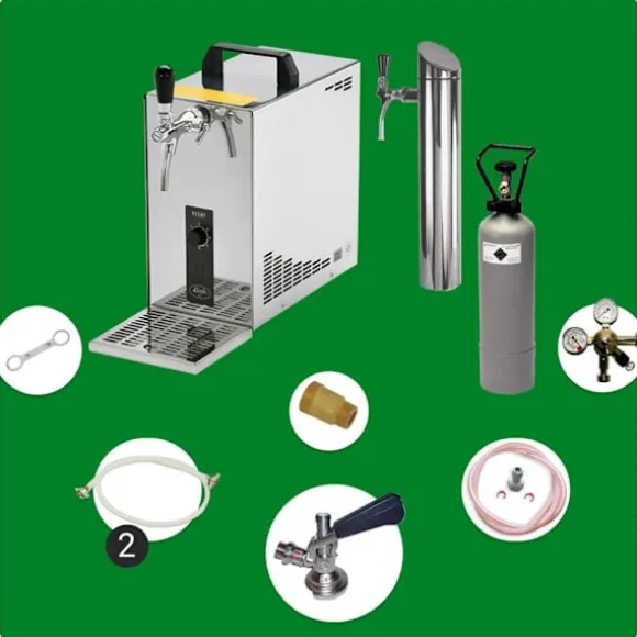 Underräknare komplett set, Öltapp, PYGMY 25 LE, 1-sidigt torrkylare, 30 liter / h, inkl dispenser, Green Line, KEG:Type M