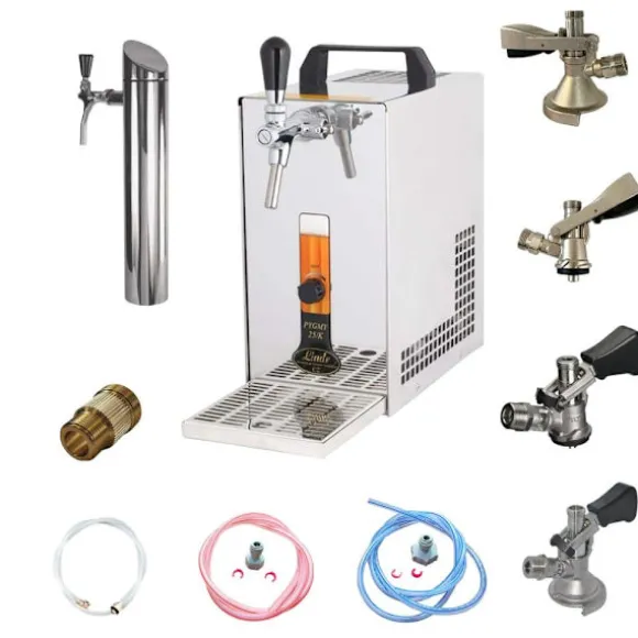 Underräknare Öltapp, PYGMY 20 / K, med membranpump, 1-sidigt torrkylningsanordning i rostfritt stål, 25 liter / h, inkl dispenser, KEG:Type G
