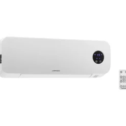 Uniprodo - Väggmonterad värmefläkt - Keramisk - 10–49°C - 1000/2000 W - Fjärrkontroll - Extra smal
