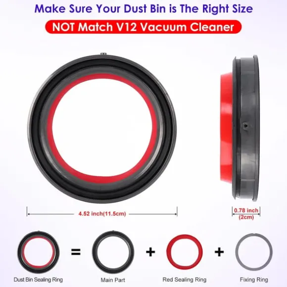 Uppgraderad dammbehållare tätningsring set kompatibelt med Dyson V11/V15 Gen5/SV-serien (inkl. T8 skruvmejsel)
