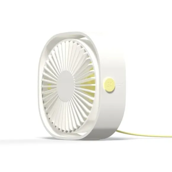 USB-fläkt - Bärbar minifläkt - 3 hastigheter - Tyst drift (20-30dB) - 360° justerbar - USB-port - Vit - För kontor/hemma/resor