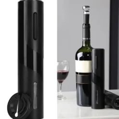 USB 4in 1 Elektrisk Vinflasköppnare Korkskruv med Hällrör Folieskärare Vakuumpropp Set
