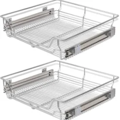 Utdragbara trådkorgar i stål för kök - 2-pack | Färg: Silver | Storlek: 600 mm