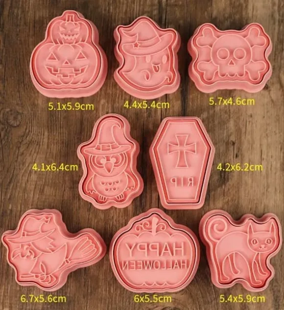 Utstickare med stämpel HALLOWEEN PUMPA KATT HÄXA wz1 8 st